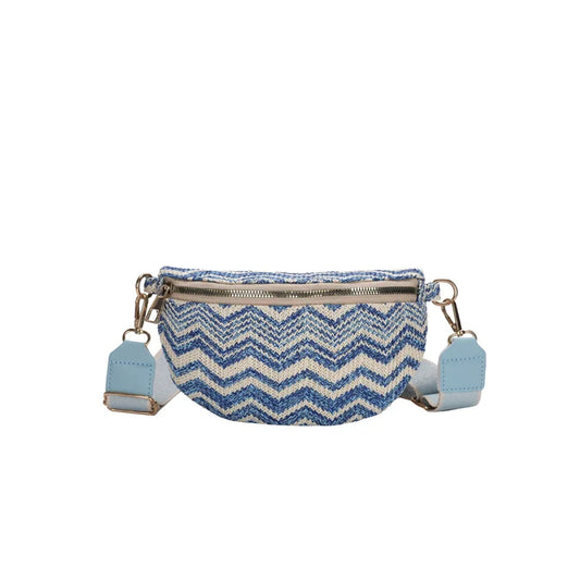 Sac banane chevron en tissu bleu