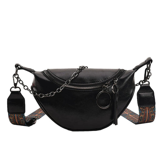 sac banane cuir noir